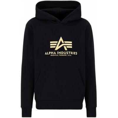 Bluza z kapturem Alpha Industries Basic Carbon 146343 365 Czarna/Złota S Bluza z kapturem Alpha Industries Basic Carbon 146343 365 Czarna/Złota S