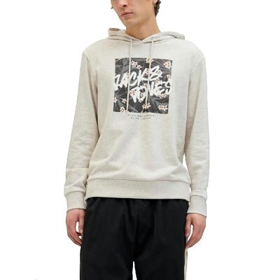 JACK&JONES Bluza z kapturem Hawaii Shape Jack & Jones szara melanż JACK&JONES Bluza z kapturem Hawaii Shape Jack & Jones szara melanż