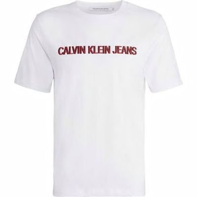 Calvin Klein Jeans Embroidery, koszulka męska, biała, Rozmiar XXL Calvin Klein Jeans Embroidery, koszulka męska, biała, Rozmiar XXL