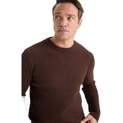 DEFACTO MĘSKI SWETER BRĄZOWY W PRĄŻKI OKRĄGŁY DEKOLT L 5DA DEFACTO MĘSKI SWETER BRĄZOWY W PRĄŻKI OKRĄGŁY DEKOLT L 5DA