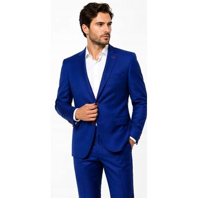 PELLETPOZ Elegancki garnitur męski - granatowy / niebieski, 278 slim fit 52/176 PELLETPOZ Elegancki garnitur męski - granatowy / niebieski, 278 slim fit 52/176