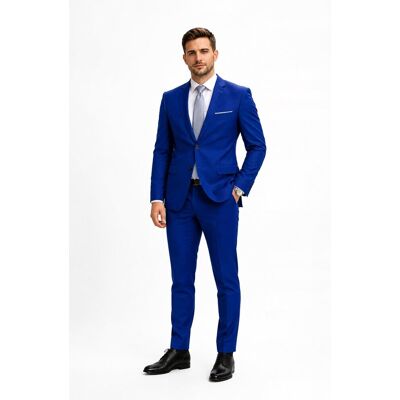 PELLETPOZ Elegancki garnitur męski - granatowy/niebieski, slim 330 fit 50 / 182 PELLETPOZ Elegancki garnitur męski - granatowy/niebieski, slim 330 fit 50 / 182