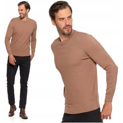 Elegancki Sweter Męski Klasyczny Okrągły Dekolt Delikatny Wzór Moraj M Elegancki Sweter Męski Klasyczny Okrągły Dekolt Delikatny Wzór Moraj M