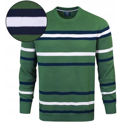 Elegancki SWETER Męski ZIELONY w PASKI Klasyczny Bawełniany XXL Pako Jeans Elegancki SWETER Męski ZIELONY w PASKI Klasyczny Bawełniany XXL Pako Jeans