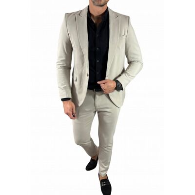 Inny producent Garnitur męski dwuczęściowy komplet kolor beżowy DJG013 - 56 Inny producent Garnitur męski dwuczęściowy komplet kolor beżowy DJG013 - 56