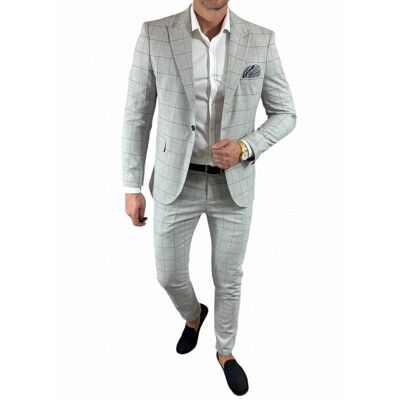 Inny producent Garnitur męski dwuczęściowy komplet szary w kratę DJG02 58 Inny producent Garnitur męski dwuczęściowy komplet szary w kratę DJG02 58