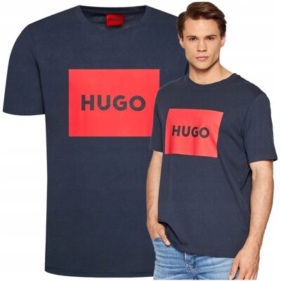 Granatowa Koszulka Męska T-shirt Duże Logo Hugo Boss sportowa na spacer r.M Granatowa Koszulka Męska T-shirt Duże Logo Hugo Boss sportowa na spacer r.M