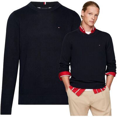 Granatowy Sweter Męski Premium Elegancki Tommy Hilfiger Bawełna Ładny r.XXL Granatowy Sweter Męski Premium Elegancki Tommy Hilfiger Bawełna Ładny r.XXL