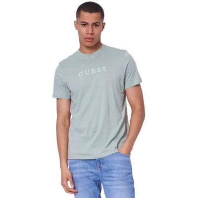 Guess Bawełniany T Shirt Męski Miętowy z Nadrukiem Logo M Gma Guess Bawełniany T Shirt Męski Miętowy z Nadrukiem Logo M Gma