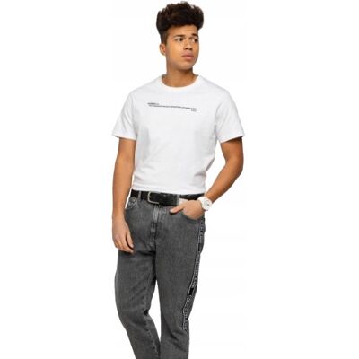 Guess Biały T-Shirt Męski z Napisem Okrągły Dekolt Prosty L Gxb Guess Biały T-Shirt Męski z Napisem Okrągły Dekolt Prosty L Gxb