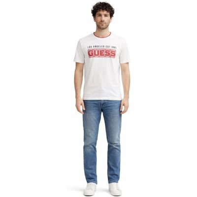 Guess BIAŁY T SHIRT Z CZERWONYM NADRUKIEM LOGO LOS ANGELES M I3A Guess BIAŁY T SHIRT Z CZERWONYM NADRUKIEM LOGO LOS ANGELES M I3A