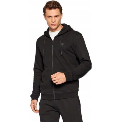 Guess Bluza Męska Z Kapturem Aldwin Zip Hooded Sweatshirt Czarna R.L Guess Bluza Męska Z Kapturem Aldwin Zip Hooded Sweatshirt Czarna R.L