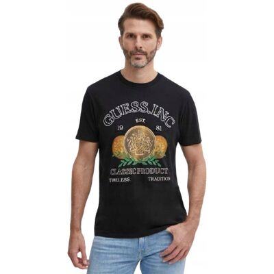 Guess Czarny T Shirt Męski Z Nadrukiem Monet I Logo M I1C Guess Czarny T Shirt Męski Z Nadrukiem Monet I Logo M I1C