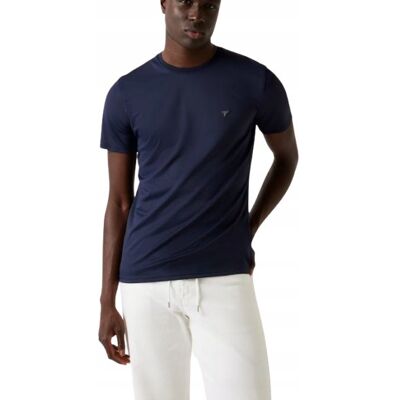 Guess Granatowy T Shirt Męski z Okrągłym Dekoltem Gładki XXL Gma Guess Granatowy T Shirt Męski z Okrągłym Dekoltem Gładki XXL Gma