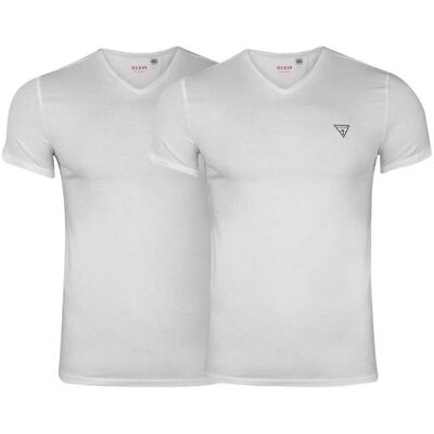 Guess KOSZULKA MĘSKA T-SHIRT CALEB HERO V NECK S/S 2PACK WHITE U97G03JR003 A009 - Rozmiar: XL Guess KOSZULKA MĘSKA T-SHIRT CALEB HERO V NECK S/S 2PACK WHITE U97G03JR003 A009 - Rozmiar: XL