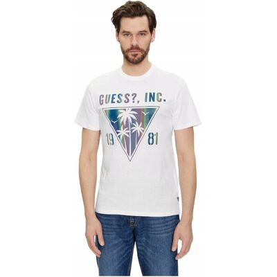 Guess Koszulka Męska T-Shirt Ss Bsc Iridescent Palms Tee Biała R.M Guess Koszulka Męska T-Shirt Ss Bsc Iridescent Palms Tee Biała R.M