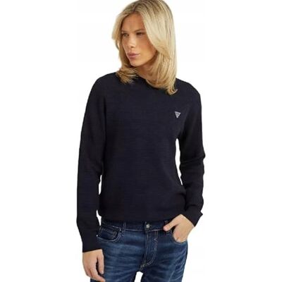 Guess Sweter Męski Granatowy z Logo Okrągły Dekolt S Gna Guess Sweter Męski Granatowy z Logo Okrągły Dekolt S Gna