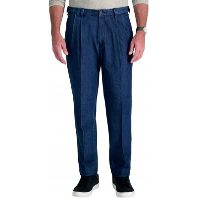Inny producent HAGGAR GRANATOWE JEANSY PROSTE Z MODNYM ZAGŁADZANYM PLISOWANIEM 38/30 7AA Inny producent HAGGAR GRANATOWE JEANSY PROSTE Z MODNYM ZAGŁADZANYM PLISOWANIEM 38/30 7AA