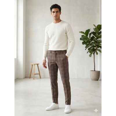 Inny producent JACK & JONES ELEGANCKIE SPODNIE MĘSKIE W KRATĘ BRĄZOWE 27/32 7CA Inny producent JACK & JONES ELEGANCKIE SPODNIE MĘSKIE W KRATĘ BRĄZOWE 27/32 7CA
