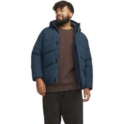 Jack&jones; Puchowa Kurtka z Kapturem Granatowa Plus Size 4XL Jya Jack&jones; Puchowa Kurtka z Kapturem Granatowa Plus Size 4XL Jya