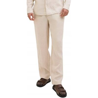 JACK&JONES Jackjones Lenie Beżowe Casual Proste Spodnie Męskie L K_a JACK&JONES Jackjones Lenie Beżowe Casual Proste Spodnie Męskie L K_a