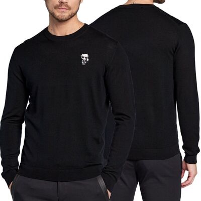 Karl Lagerfeld Sweter Męski Klasyczny Czarny Wełna 655013-524399-990 L Karl Lagerfeld Sweter Męski Klasyczny Czarny Wełna 655013-524399-990 L