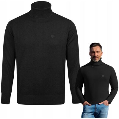Klasyczny GOLF Sweter Męski Elegancki CZARNY XXL Pako Jeans Klasyczny GOLF Sweter Męski Elegancki CZARNY XXL Pako Jeans