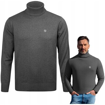 Klasyczny GOLF Sweter Męski Elegancki GRAFITOWY melanż 3XL Pako Jeans Klasyczny GOLF Sweter Męski Elegancki GRAFITOWY melanż 3XL Pako Jeans