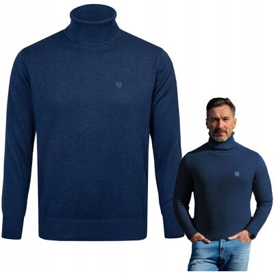 Klasyczny GOLF Sweter Męski Elegancki GRANATOWY melanż XXL Pako Jeans Klasyczny GOLF Sweter Męski Elegancki GRANATOWY melanż XXL Pako Jeans
