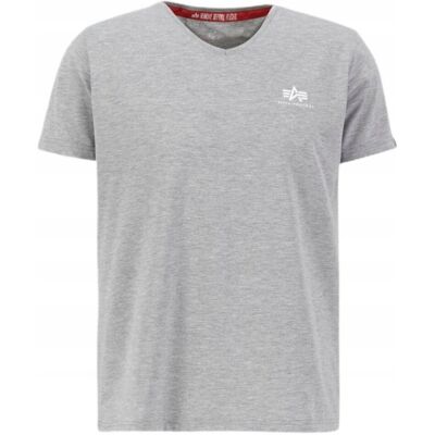 Koszulka Alpha Industries Basic V-Neck T Small Logo 106513 17 Szary Melanż Koszulka Alpha Industries Basic V-Neck T Small Logo 106513 17 Szary Melanż