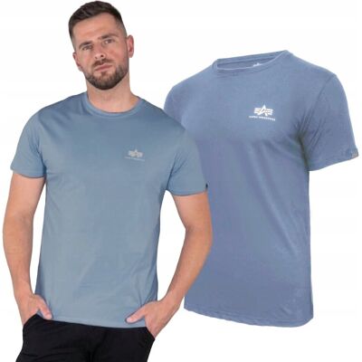Koszulka Alpha Industries Small Logo Basic 188505 134 Szaro-Niebieska 3XL Koszulka Alpha Industries Small Logo Basic 188505 134 Szaro-Niebieska 3XL