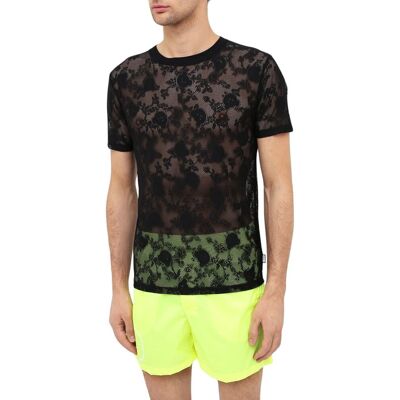 Love Moschino Koszulka męska Moschino Underwear czarna siateczkowa koronkowa-M Love Moschino Koszulka męska Moschino Underwear czarna siateczkowa koronkowa-M