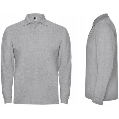Koszulka POLO Męska Długi Rękaw Bawełna PIQUE ROLY 6635 SZARA Heather L Koszulka POLO Męska Długi Rękaw Bawełna PIQUE ROLY 6635 SZARA Heather L