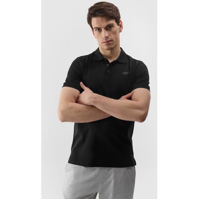 Koszulka polo męska gładka 4F 4FWSS24TPTSM129-20S Czarny Koszulka polo męska gładka 4F 4FWSS24TPTSM129-20S Czarny