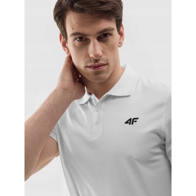Koszulka polo męska gładka 4F 4FWSS24TPTSM129-10S Biały Koszulka polo męska gładka 4F 4FWSS24TPTSM129-10S Biały