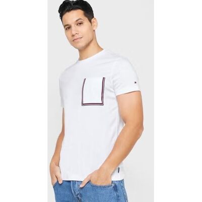 Koszulka z krótkim rękawem t-shirt TOMMY HILFIGER biała bawełniany r. M Koszulka z krótkim rękawem t-shirt TOMMY HILFIGER biała bawełniany r. M