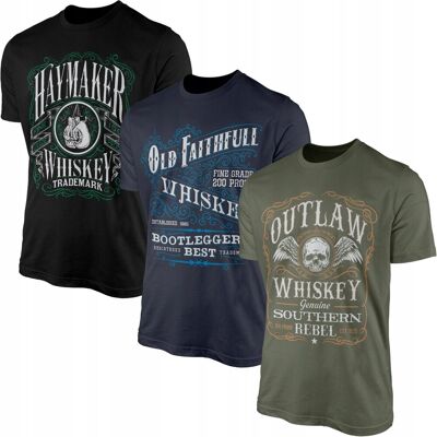 GILDAN Koszulki Męskie Whiskey Czacha 3 X T-Shirt Koszulka 100% Bawełna 3pak GILDAN Koszulki Męskie Whiskey Czacha 3 X T-Shirt Koszulka 100% Bawełna 3pak