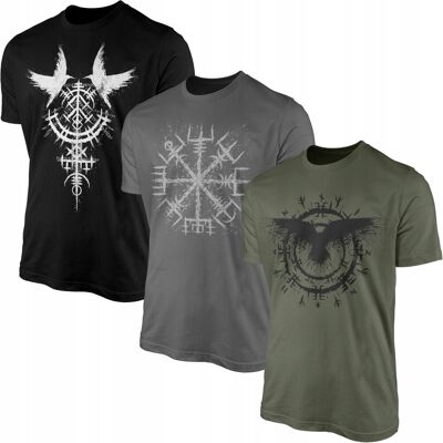GILDAN Koszulki Męskie Wiking Viking Kompas La 3 X T-Shirt Koszulka 3pak Zestaw GILDAN Koszulki Męskie Wiking Viking Kompas La 3 X T-Shirt Koszulka 3pak Zestaw
