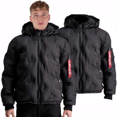 Kurtka Alpha Industries Hooded Logo Puffer Czarna Kurtka Alpha Industries Hooded Logo Puffer Czarna