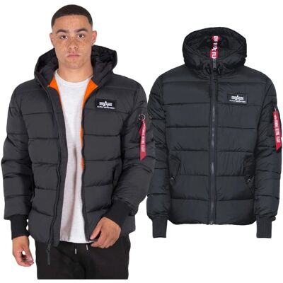 Kurtka z kapturem Alpha Industries Hooded Puffer FD 118113 03 - Czarna 3XL Kurtka z kapturem Alpha Industries Hooded Puffer FD 118113 03 - Czarna 3XL