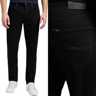 Lee BROOKLYN Clean Black DżINS czarne proste spodnie jeansowe W44 L34 Lee BROOKLYN Clean Black DżINS czarne proste spodnie jeansowe W44 L34