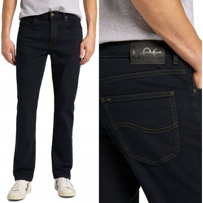 Lee BROOKLYN STRAIGHT Blue Black proste ciemne spodnie jeansowe W48 L32 Lee BROOKLYN STRAIGHT Blue Black proste ciemne spodnie jeansowe W48 L32