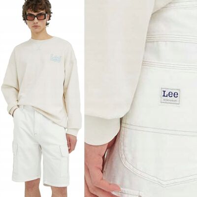 Lee Cargo Short Ecru Białe Bojówkowe Krótkie Spodenki Bez Streczu W32 Lee Cargo Short Ecru Białe Bojówkowe Krótkie Spodenki Bez Streczu W32