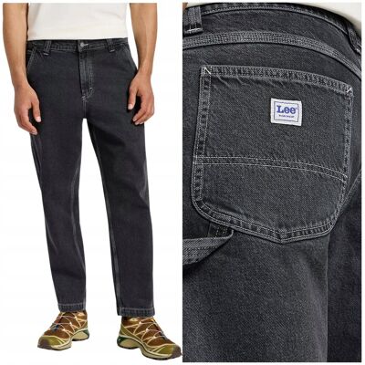 Lee Carpenter Black Stone Workwear Luźne Czarne Spodnie Jeansowe W30 L32 Lee Carpenter Black Stone Workwear Luźne Czarne Spodnie Jeansowe W30 L32