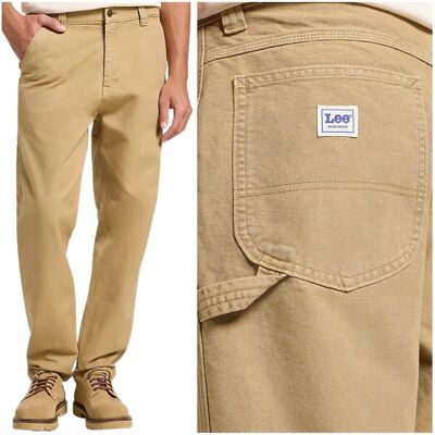 Lee CARPENTER Oscar Khaki WORKWEAR luźne spodnie bawełniane męskie W30 L34 Lee CARPENTER Oscar Khaki WORKWEAR luźne spodnie bawełniane męskie W30 L34