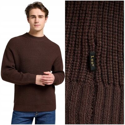 Lee CHUNKY CREW NECK Arabica gruby luźny brązowy wełniany sweter męski XXL Lee CHUNKY CREW NECK Arabica gruby luźny brązowy wełniany sweter męski XXL