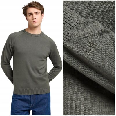 Lee CLEAN RAGLAN SWEATER Olive Gray dopasowany sweter bawełniany męski M Lee CLEAN RAGLAN SWEATER Olive Gray dopasowany sweter bawełniany męski M