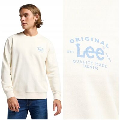 Lee CREW SWEATSHIRT Ecru bawełniana kremowa bluza z małym logo REGULAR XXL Lee CREW SWEATSHIRT Ecru bawełniana kremowa bluza z małym logo REGULAR XXL
