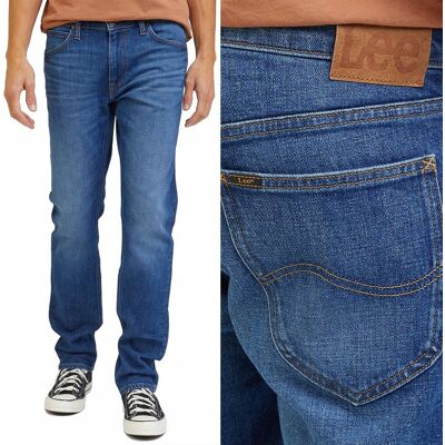 Lee Daren Zip Fly Worn In DżINS proste ciemne spodnie jeansowe W44 L34 Lee Daren Zip Fly Worn In DżINS proste ciemne spodnie jeansowe W44 L34