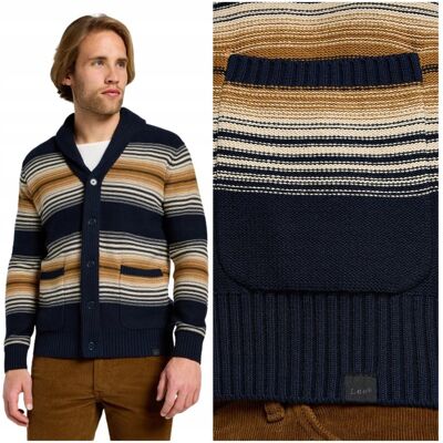 Lee FRONTIER CARDIGAN Navy gruby bawełniany rozpinany granatowy sweter L Lee FRONTIER CARDIGAN Navy gruby bawełniany rozpinany granatowy sweter L